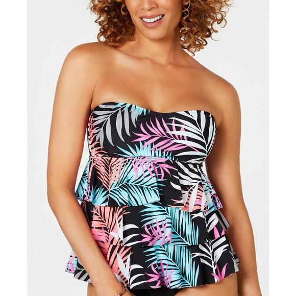 Island Escape Tops - Island Escape Womens Bahamas Printed Three Tiered Tankini Top Size 8
